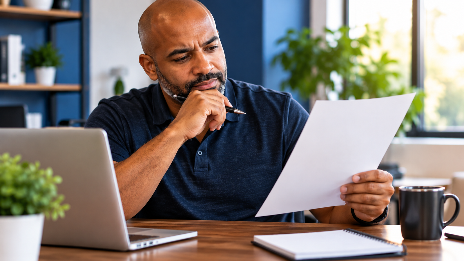 Small business owner reviewing a task list to decide what to automate first