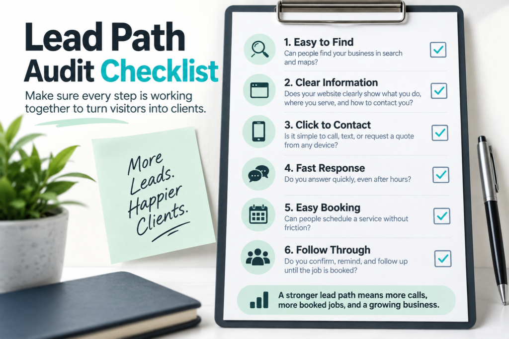 Checklist for auditing a service business website and phone response path